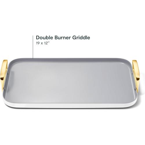 Caraway Double Burner Griddle - 19x12” Griddle Pan - Non-Stick Ceramic Coated - Non Toxic, PTFE & PFOA Free - Oven Safe & Compatible with All Stovetops - White
