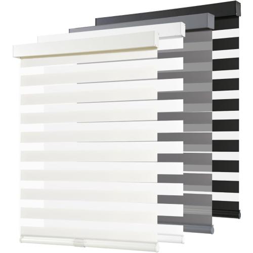 AOSKY Cordless Zebra Blinds for Windows Pull Down Roller Window Shades Dual Layer Light Filtering Privacy for Day and Night, Free-Stop Door Shades for Home Easy to Install (22.5 W X 72 H，White)
