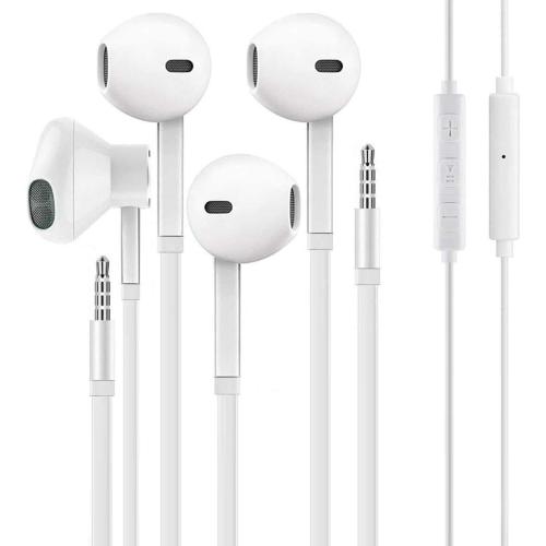 Aux Headphones/Earphones/Earbuds 3.5mm Wired Headphones Noise Isolating Earphones with Built-in Microphone & Volume Control Compatible with Phone 6 SE 5S 4 Pod Pad Samsung/Android MP3 (2 Pack)