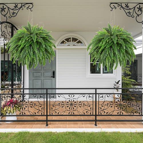 49inch Single Silky Artificial Boston Fern Bush, 49Inch Large Artificial Ferns for Outdoors, Large Faux Ferns Artificial Plants,Suitable for Decorating Office, Living Room Faux Greenery,95Branches