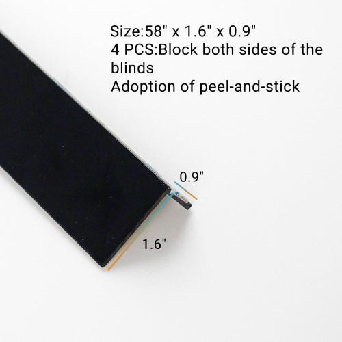 Light Blockers Blackout Side Tracks, PVC Blackout Side Strips for Window Shades and Blinds, Light Blocking Strips for Bedroom 4 Pcs(Black, 58)
