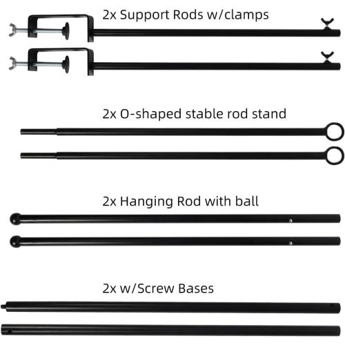 Over The Table Rod Stand with Clamps, 46-82”Length, Adjustable Metal Balloon Flower Arch Stand, Decorated Arch for Party, Birthday, Wedding, Halloween, Christmas, Black