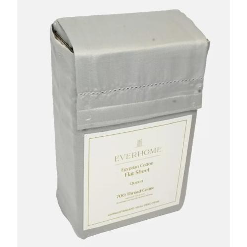 Egyptian Hem Stitch Cotton Flat Sheet Queen Gray 700 Thread Count 60x80