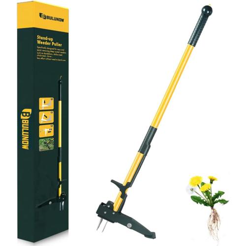 Weed Puller Tool, 50IN Long Handle 4 Claws Stand Up Weeding Tool, Extra Thickened Stainless Steel Shaft Garden Weeder,Remove the Roots of Thistles, Crabgrass, Dandelions, and Blackberries, etc.