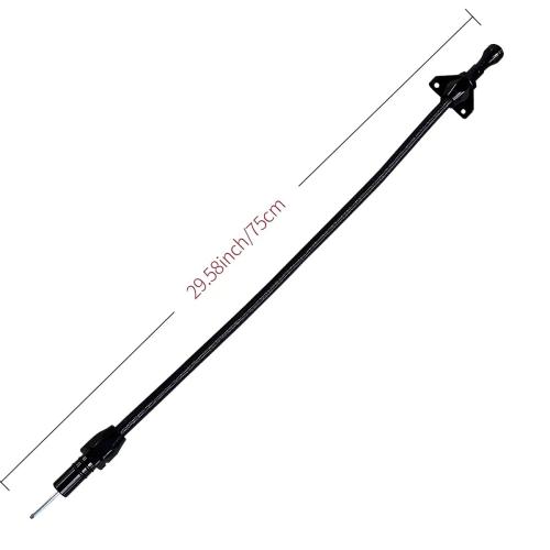 Firewall mounted transmission stainless steel oil dipstick with black housing - compatible with GM 4L80E Dipstick transmission LS LS1 LS3 LS6 LSX