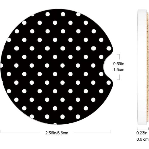 Ceramic Car Coasters – Absorbent Car Cup Holder Coaster Set for Women, Cute Aesthetic Car Accessories for Girls, 2 Pack (Jet Black)