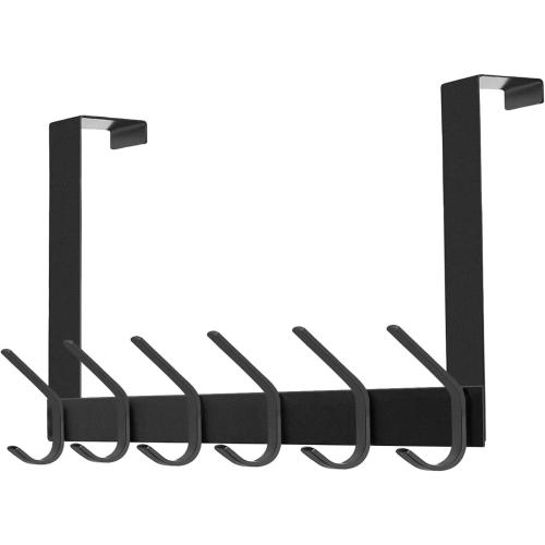 DOKU Over The Door Hook, Heavy Duty Over Door Hanger Holder for Coat Robe Hat Clothe Towels Hanging, Bathroom Organizer Towel Rack 12 Hooks, Matte Black