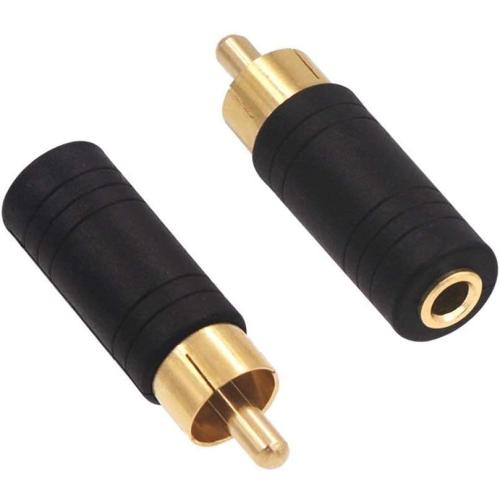 VCE Gold Plated 3.5mm Female Mono Jack to RCA Male Adapter, 2-Pack