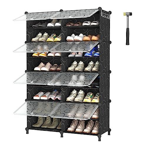 AWTATOS 8 Tiers Shoe Rack Organizer, 32 Pair Shoe Storage Cabinet, Black