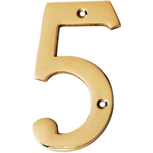 eSplanade 4 Brass House Hotel Door Number Plaque Numeric Numerical Digit 0-9 (5 (Five))