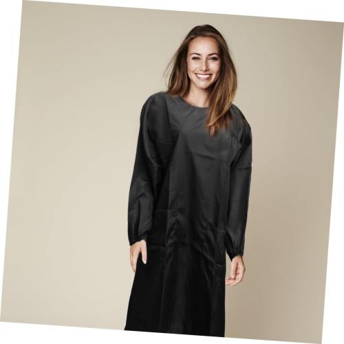 2 PACK...Professional Long Sleeve Barber Apron Black Protective for Hairdressers and Stylists Featuring Convenient Pockets for Tools for Barbershop and Home Use