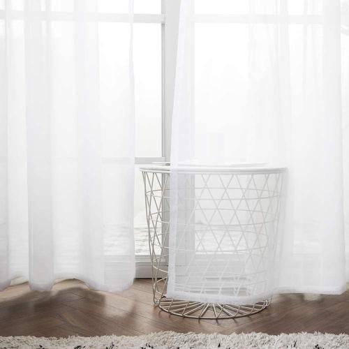 MIULEE Solid Color Sheer Curtains 84 Inches Long 2 Panels Set - Elegant Lightweight Grommet Light Filtering Window Voile Panels/Drapes/Treatment for Bedroom Living Room W42 x L84 Inch, White