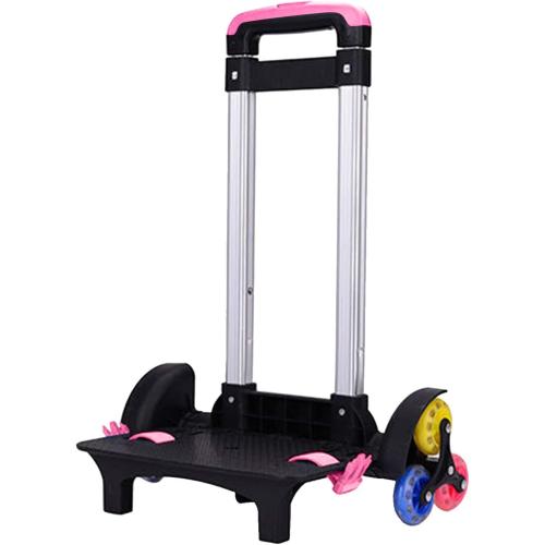 Color Black and Pink Backpack Trolley, Wheeled Trolley Aluminium Alloy Foldable Hand Cart 6 Wheels Rolling Luggage Carts for Kids School