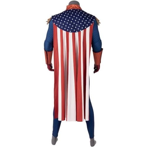 Mens Homelander Cosplay Costume, Homelander Luxury Battle Uniform Bodysuit with Cloak for Halloween Party
