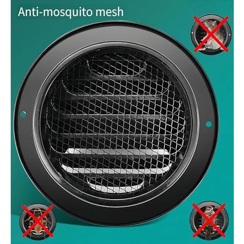 3 Vent Round Cover, Stainless Steel Wall Round Vent Hole Ventilating Cover, Air Ventilation and Exhaust Wall Vent Outlet Hood, HVAC Ducting Vent Cover (Black 1pcs 3inch)