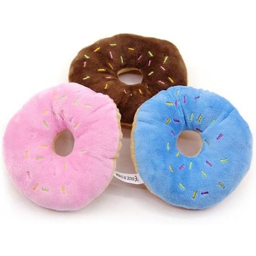 3Pcs Colorful Pet Toy Donut-Shape Squeaky Squeaker Puppy Dog Pet Cat Kitten Sound Chews Toy Random Color Sturdy and Practical Simple and Sophisticated Design，Toys，Dog Squeak Toys