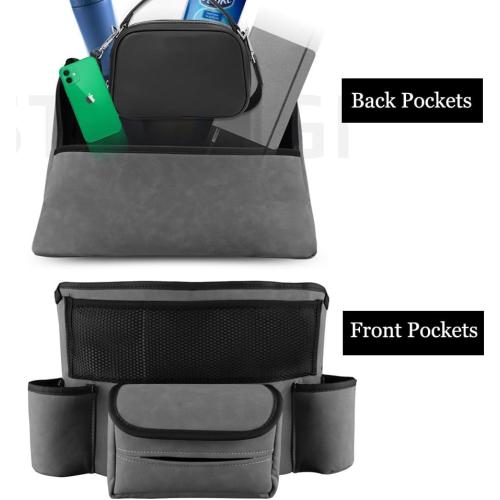 Car Organizer, Leather Large Capacity Car Purse Holder Between Seats, Seat Back Net Bag Double-sided Tissue Storage Handbag Holder Car Divider (Black)