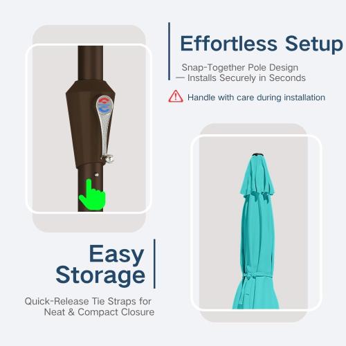 6.5' x 10' Rectangular Patio Umbrella Large Outdoor Market Umbrella w/UV Protection, Push Button Tilt and Crank Lift, Rectangle Table Umbrella for Garden, Deck, Pool, Patio, Aqua Blue