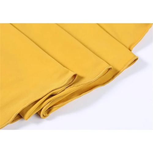 Dndrdhfb Women's XL Round Neck Latin Dance Skirt Long Sleeve Modern Dance Skirt Solid Color Waltz Skirt