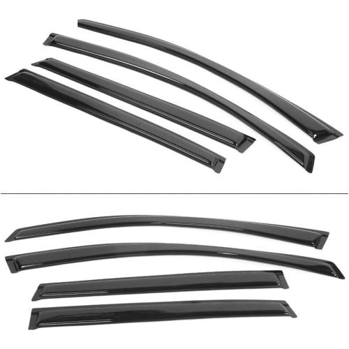 BLACK AND RED Window Visors Rain Sun Vent Guard 4pc Set Acrylic Left Right for Chevy for Traverse 2009-2017