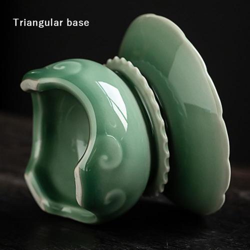 WAYUTO Celadon Incense Sticks Holder Chinese Style Incense Burner Handmade Incense Burner with Incense Ash Tray Auspicious Clouds Zen Decor Porcelain Three Legs Incense Holder for Medication Yoga