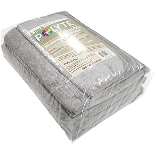 POLYTE Oversize, 60 x 30 in., Quick Dry Lint Free Microfiber Bath Towel Set, 6 Piece (Gray) (total of 18)