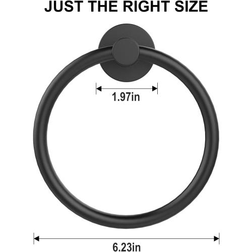 SetSail Towel Holder for Bathroom Wall Matte Black Towel Ring Stainless Steel Hand Towel Holder Heavy Duty Towel Hanger for Bath, Kitchen