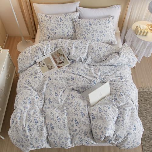 Blue Floral Comforter Size QUEEN Floral Botanical Bedding Comforter