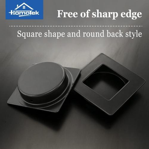 HOMOTEK 2 Pack 2-3/4 Inch Square Recessed Sliding Pocket Door Finger Pulls, 2-3/8 Inch Diameter Stainless Steel Flush Handles for Bypass Barn Door Drawer Pulls (Black)