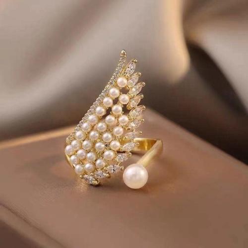 CSIYANJRY99 Vintage Pearl Ring Stacking Promise Pearl Rings Adjustable Open Finger Ring Trendy Personality Statement Jewelry for Women