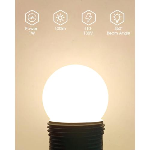 G14 LED Low Watt Light Bulbs, 15W Equivalent Small Globe Light Bulbs, 1W Soft White 3000K Small Night Light Bulbs for String Lights, Window Candle, Table Lamp, E26 Base, Non-dimmable, 6 Pack