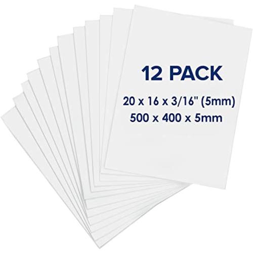Foam Board 16 x 20 x 3/16(5mm), Foam Core Board Sheets, White Poster Board | 12 Pack, Acid Free Foamboard, Rigid Sign Board for Mounting, Framing, Backing, Display, Presentation, Prints, Crafts & Art