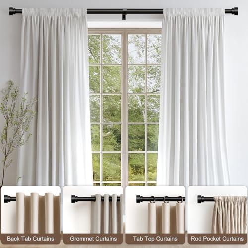 Lootkell Black Curtain Rods for Windows 48 to 84 Inches Adjustable Heavy Duty 1 Diameter Window Curtain Rod with Decorative Finials for Outdoor Farmhouse Bedroom Kitchen Living Room