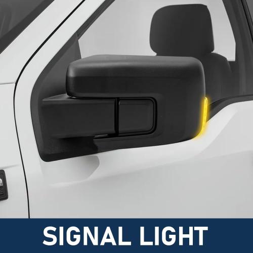 For Ford F150 2021-2024 Door Mirror with Textured Black Cover Manual Folding with Turn Signal Light Puddle Light Power Heated and Blind Spot Glass Temp Sensor 13 Pins Right Passenger Side (W/O Camera)