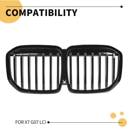 BLACK MAXDOM Replacement Front Upper Grill Fit for BMW (2023-2025) X7 G07 LCI – Gloss Black Single Slat ABS Grille