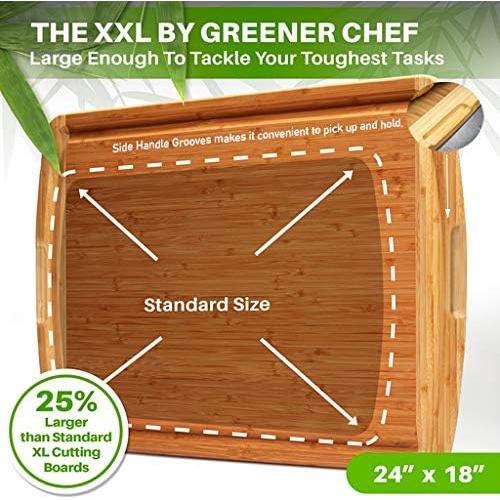 3pc Bamboo Cutting Board Set and XXL Bamboo Cutting Board by Greener Chef
