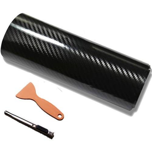 DIYAH 5D High Gloss Black Carbon Fiber Vinyl 120 x 60 / 10 FT x 5 FT Bubble Free Air Release Car Wrap Film Automotive DIY Decals with Hand Tools