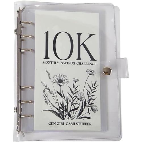 12-Month 200 Envelopes Money Saving Challenge Binder, 10k Dollars Money Saving Challenge Book, Loose Leaf Savings Book Challenge Envelope Savings Book (10K)