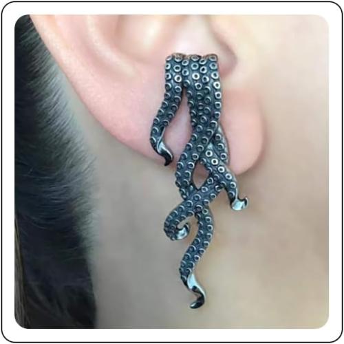 Octopus Snake Stud Earrings for Women Vintage Gothic Animal Stud Earrings Snake Earrings Octopus Earrings Front Back Pierced Stud Earrings Punk Rock Earrings Halloween Jewelry Outfits Accessories