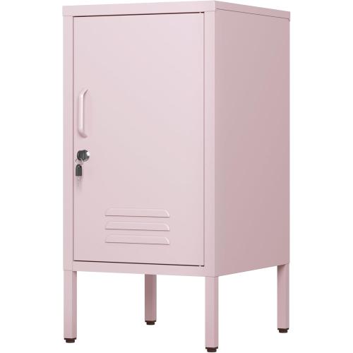 Metal Locker End Table,Modern Minimalist Room Side Table with 2 Adjustable Shelf,Anti-Tilt Design,Multi Storage Cabinet for Living Room Bedroom, Easy to Assemble 27.55”H x 13.78”W x 14.96” Blackblack