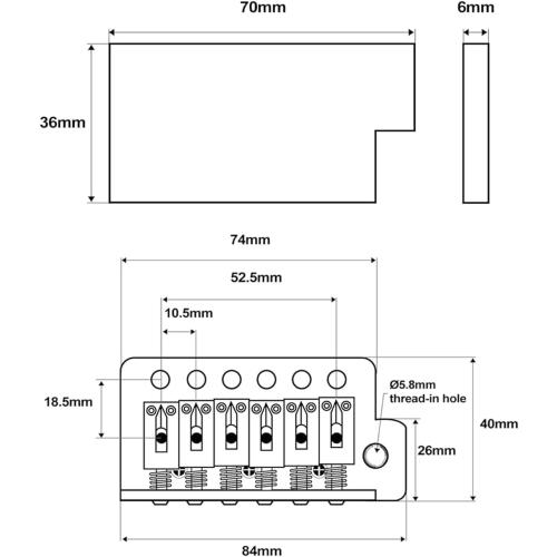 52.5mm Guitar Tremolo Bridge Set for Fender Strat Squier Electric Guitar Replacement (Black)