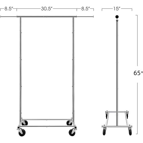 Simple Trending Clothing Garment Rack, Extendable Clothes Organizer, Chrome | Clothes Rack with Bottom Storage Shelf, 360° Wheels, Waterproof and Rust-resistant, Multiple Uses, Bedroom, Laundry Room