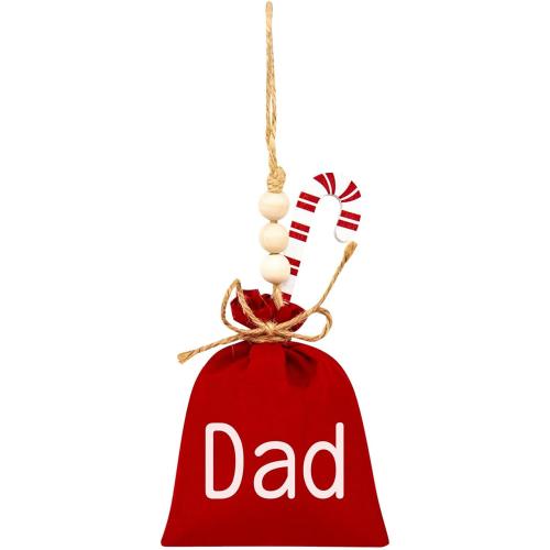 Personalised Red Monogram Letter Bag, Christmas Hanging Ornament for Christmas Trees, Home Party Gifts (Dad)