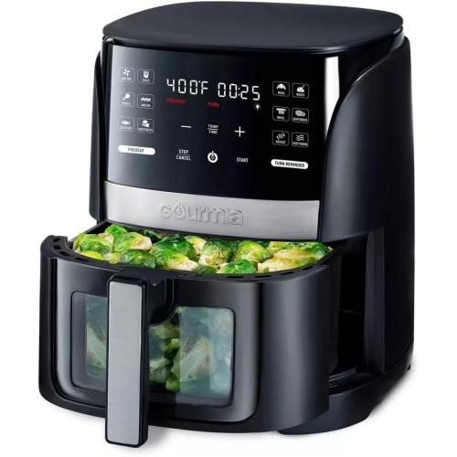 Gourmias 6 Qt Digital Window Air Fryer With 12 Presets, Guided Cooking, Touch Controls & Viewing Window – Oil-Free Frying, Easy Clean, Black ‼️has stains and possible missing items‼️