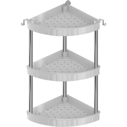 3 Tier Fruit Vegetable Storage Basket Organiser, Countertop Standing Storage Rack, Rustproof, Corner Shelves for Versatile Pantry Kitchen, Narrow Places (Grey)