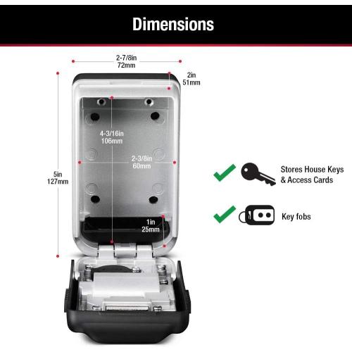 Master Lock 5425D Set Your Own Combination Wall Mount Lock Box with Light Up Dials, 6 Key Capacity, Black