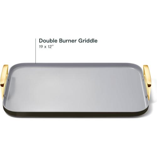 Caraway Double Burner Griddle - 19x12” Griddle Pan - Non-Stick Ceramic Coated - Non Toxic, PTFE & PFOA Free - Oven Safe & Compatible with All Stovetops - Black