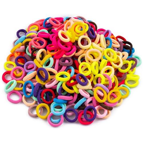 TVINLIK 350 PCS Multicolor Cotton Hair Ties，Soft Seamless Hair Bands | Small Baby Hair Elastics for Kids and Girls, No Crease Finger Ponytail Holders (20 Colors)