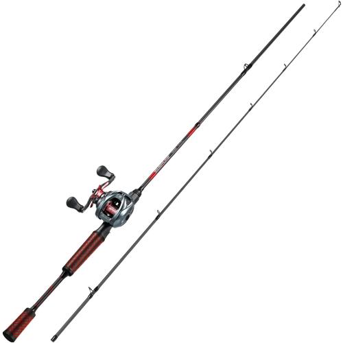 Sougayilang Fishing Rod Baitcasting Baitcaster Reel with 2-Piece Durable Carbon Fiber Casting Rod for Freshwater