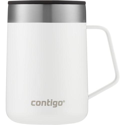 Contigo Streeterville Stainless Steel Mug with Handle and Splash-Proof Lid, Vacuum-Insulated Metal Cup for Coffee and Tea with Handle and Grip Base to Prevent Slipping, Salt, 14 oz (414 mL)